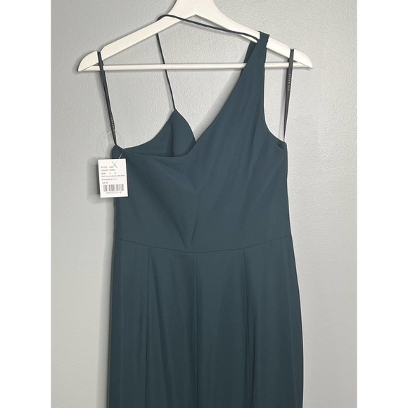 NWT After Six One Shoulder With Strap Cowl-Neck Crepe Maxi Dress Evergreen Sze 6 - Picture 11 of 12